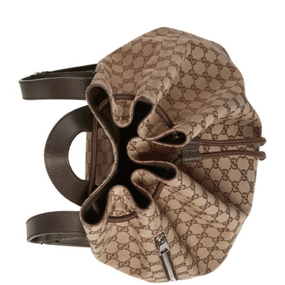 *Rare Find* Gucci GG Drawstring Closure Backpack Brown Canvas - Picture 6 of 8